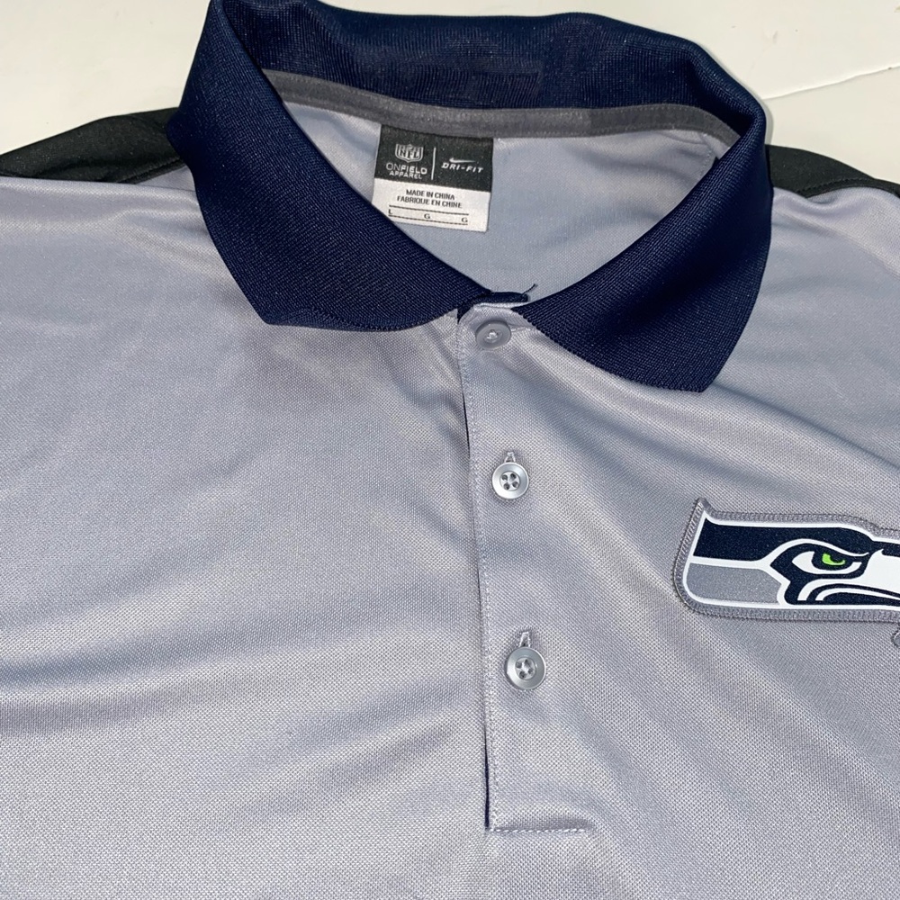 Seattle Seahawks Nike NFL On Field Dri-Fit Polo Men's SS Shirt Sz L Gray 0115